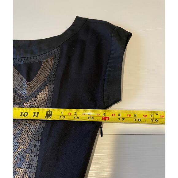 Ted Baker London Sequin Embellished Black Dress Sz 2 (US 6) Cap Sleeves Sheath - Picture 9 of 11
